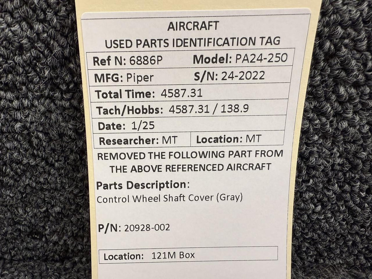 Piper Aircraft Parts 20928-002 Piper PA24-250 Control Wheel Shaft Cover (Gray)