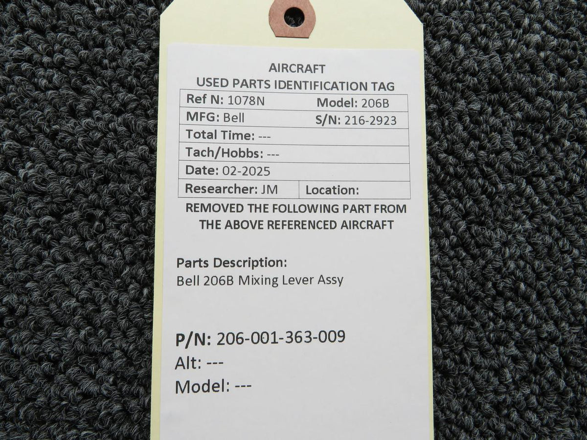 Bell Helicopter 206-001-363-009  Bell 206B Mixing Lever Assembly
