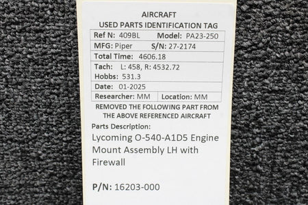 Lycoming Aircraft Engines & Parts 16203-000 Lycoming O-540-A1D5 Engine Mount Assembly LH with Firewall