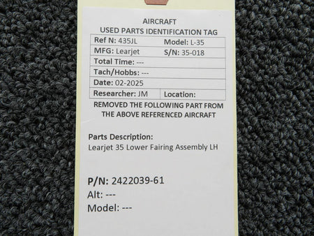 LearJet 2422039-61 Learjet 35 Lower Fairing Assembly LH