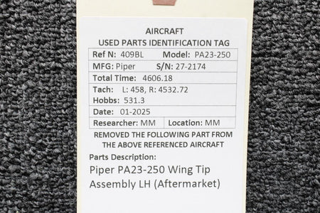 Piper Aircraft Parts Piper PA23-250 Wing Tip Assembly LH (Aftermarket)