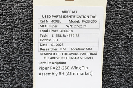 Piper Aircraft Parts Piper PA23-250 Wing Tip Assembly RH (Aftermarket)