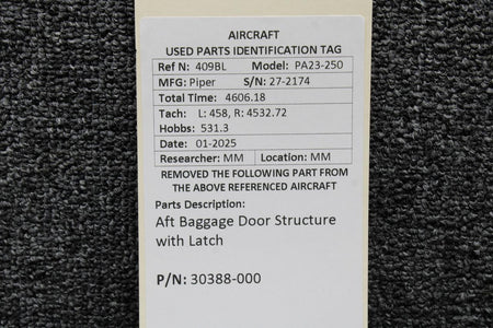 Piper Aircraft Parts 30388-000 Piper PA23-250 Aft Baggage Door Structure with Latch
