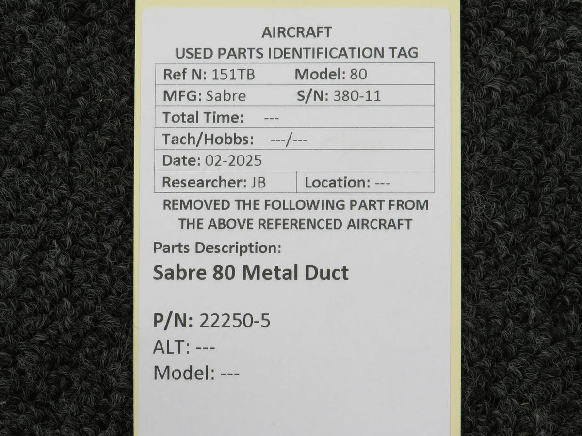 Sabre 22250-5 Sabre 80 Metal Duct