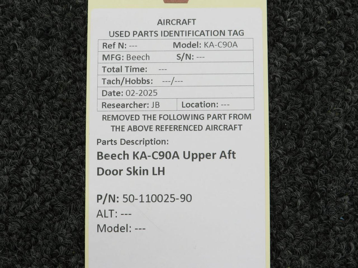 Beechcraft Parts 50-110025-90 Beech KA-C90A Upper Aft Door Skin LH