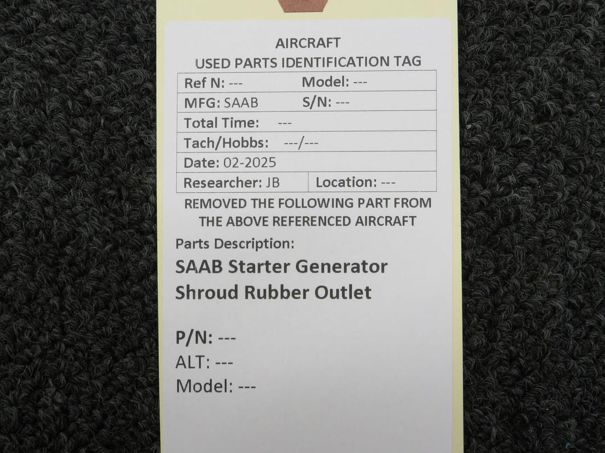 SAAB Aircraft Parts SAAB Starter Generator Shroud Rubber Outlet