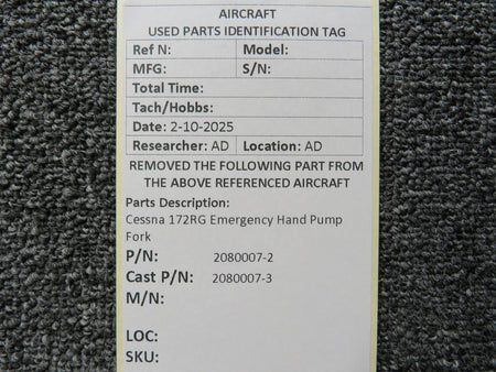 Cessna Aircraft Parts 2080007-2 (Cast: 2080007-3) Cessna 172RG Emergency Hand Pump Fork