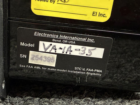 Electronics International VA-1A-35 Electronics International Voltage Ammeter Indicator with STC & Form 337