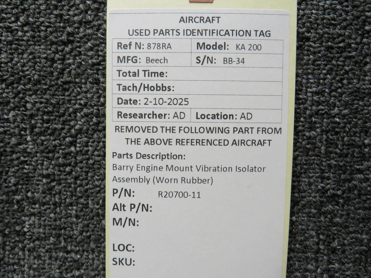 Barry Controls R20700-11 Barry Engine Mount Vibration Isolator Assembly (Worn Rubber)