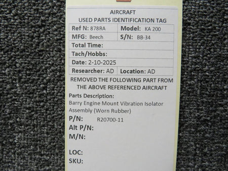 Barry Controls R20700-11 Barry Engine Mount Vibration Isolator Assembly (Worn Rubber)