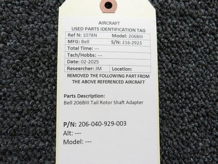 Bell 206-040-929-003 Bell 206BIII Tail Rotor Shaft Adapter