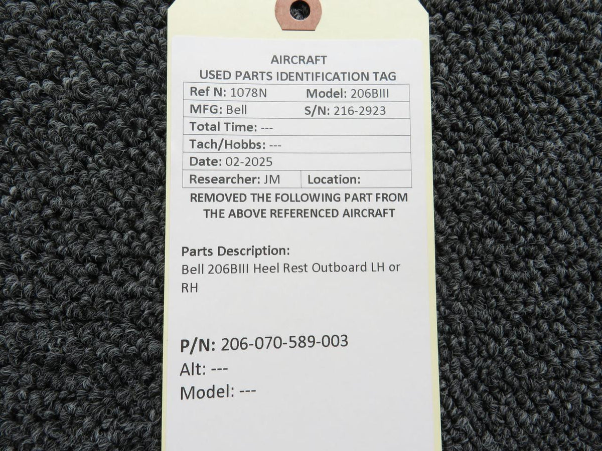 Bell 206-070-589-003 Bell 206BIII Heel Rest Outboard LH or RH