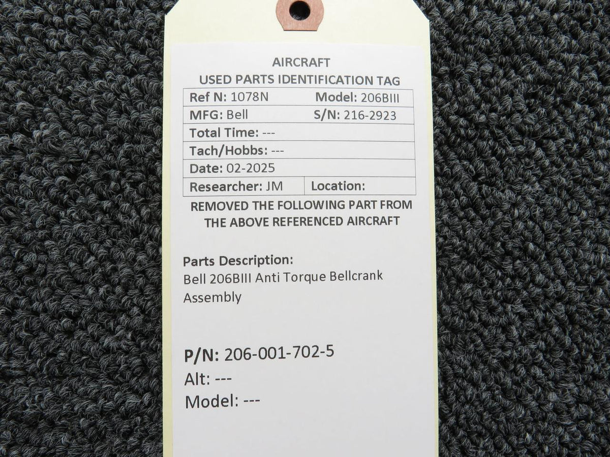 Bell 206-001-702-5 Bell 206BIII Anti Torque Bellcrank Assembly