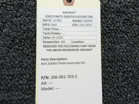 Bell 206-001-703-2 Bell 206BIII Pedal Assembly RH
