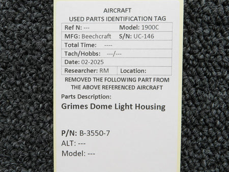 Beechcraft Parts B-3550-7 Beechcraft 1900C Grimes Dome Light Housing