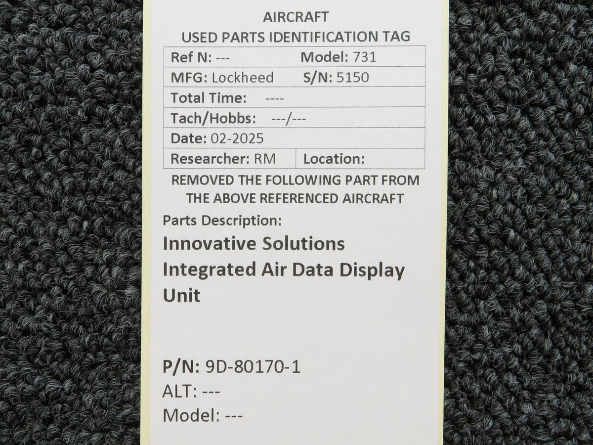 Lockheed Aircraft Service 9D-80170-1 Lockheed 731 Innovative Solutions Integrated Air Data Display Unit