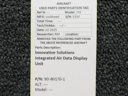 Lockheed Aircraft Service 9D-80170-1 Lockheed 731 Innovative Solutions Integrated Air Data Display Unit