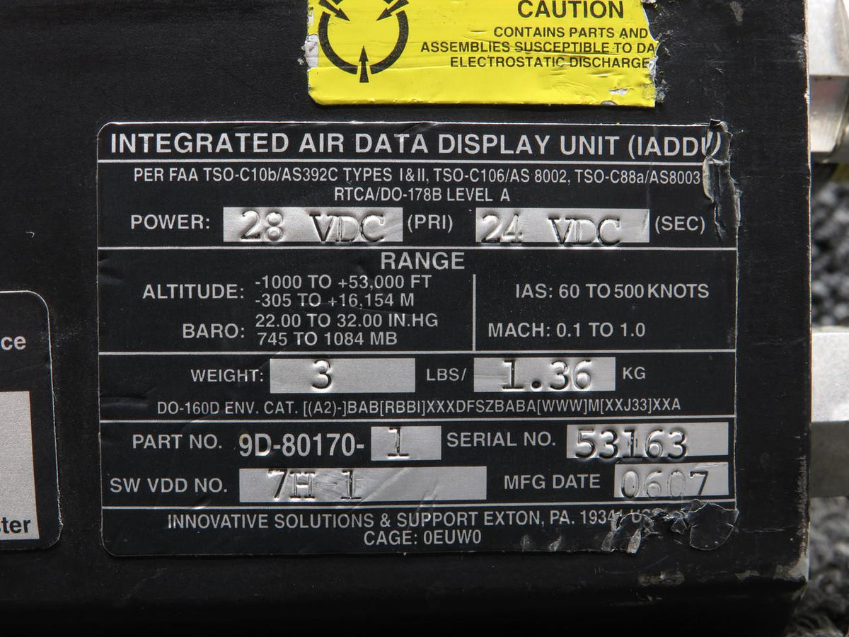 Lockheed Aircraft Service 9D-80170-1 Lockheed 731 Innovative Solutions Integrated Air Data Display Unit