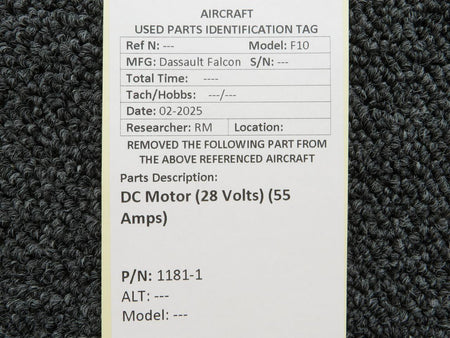 Dassault Falcon 1181-1 Dassault Falcon 10 DC Motor (28 Volts) (55 Amps)