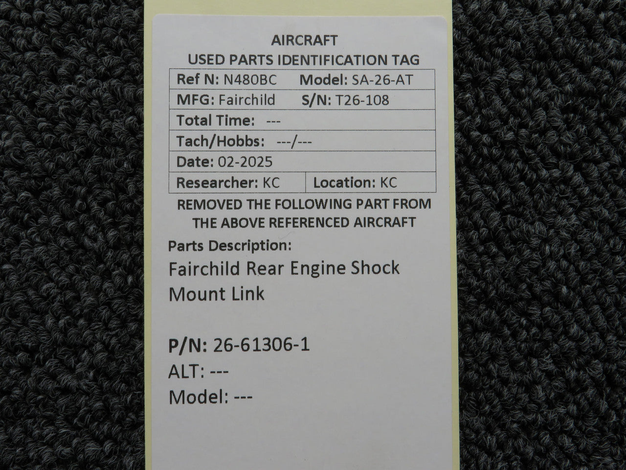 Nページ　cbh 26-61306-1 Fairchild Rear Engine Shock Mount Link – BAS Part Sales