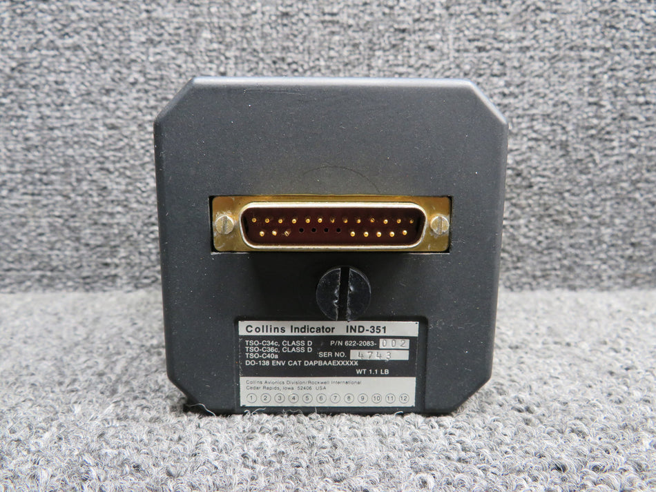 622-2083-002 (Use: 622-2083-003) Collins IND-351 VOR, LOC Indicator