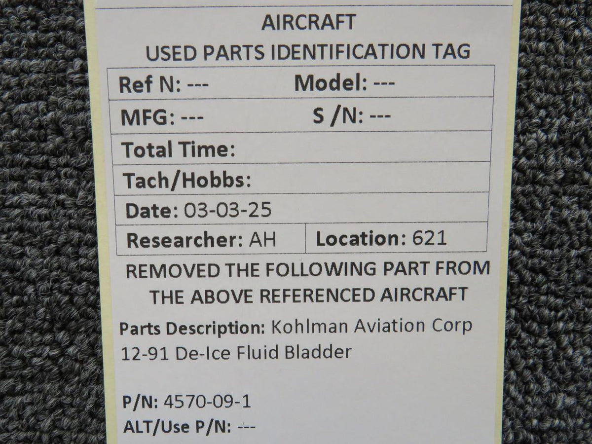 Kohlman 4570-09-1 Kohlman Aviation Corp De-Ice Fluid Bladder