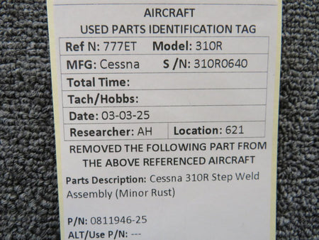 Cessna Aircraft Parts 0811946-25 Cessna 310R Step Weld Assembly (Minor Rust)