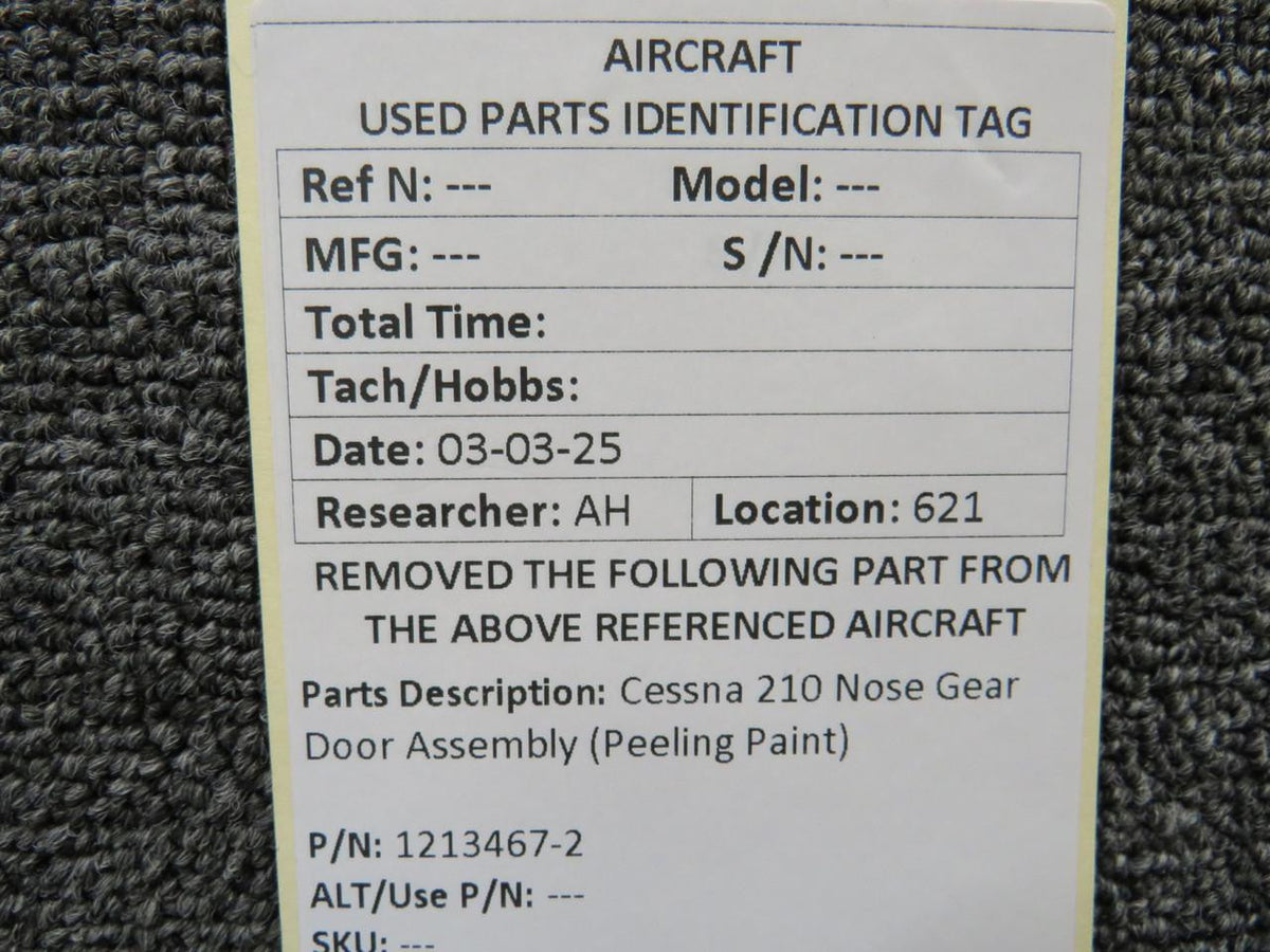 Cessna Aircraft Parts 1213467-2 Cessna 210 Nose Gear Door Assembly (Peeling Paint)