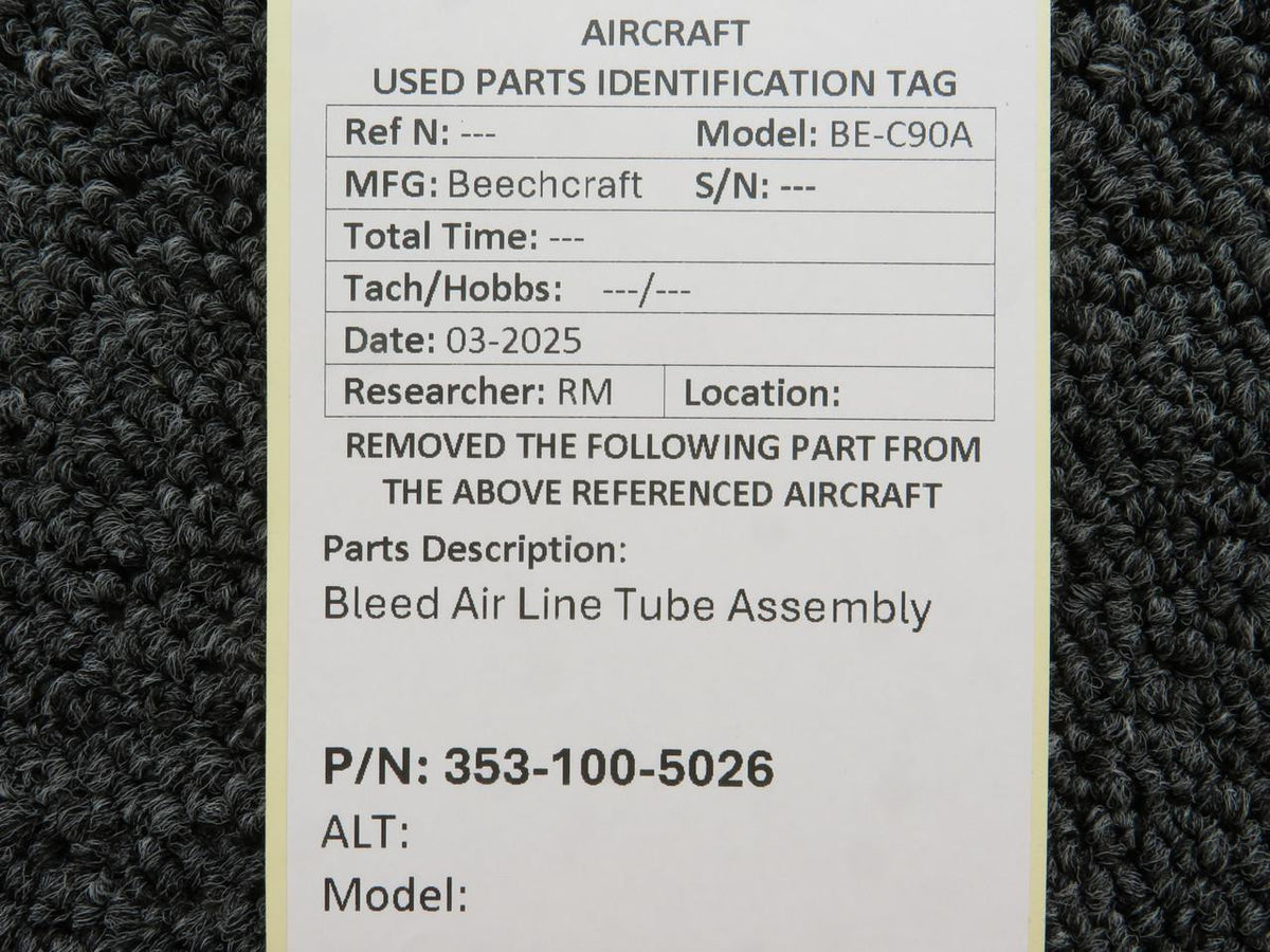 Beechcraft Parts 353-100-5026 Beechcraft BE-C90A Bleed Air Line Tube Assembly