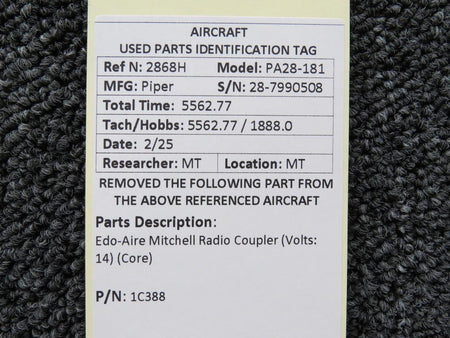 Edo-Aire / Mitchell  1C388 Edo-Aire Mitchell Radio Coupler (Volts: 14) (Core)