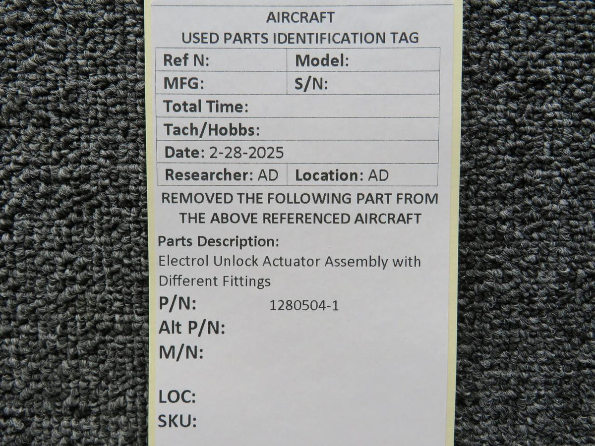 Electrol 1280504-1 Electrol Unlock Actuator Assembly with Different Fittings