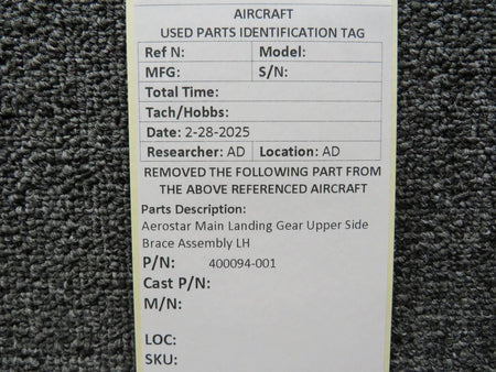 Aerostar 400094-001 Aerostar Main Landing Gear Upper Side Brace Assembly LH