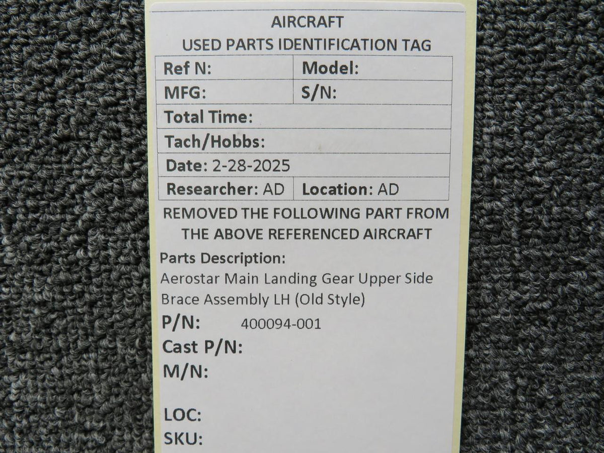Aerostar 400094-001 Aerostar Main Landing Gear Upper Side Brace Assembly LH (Old Style)