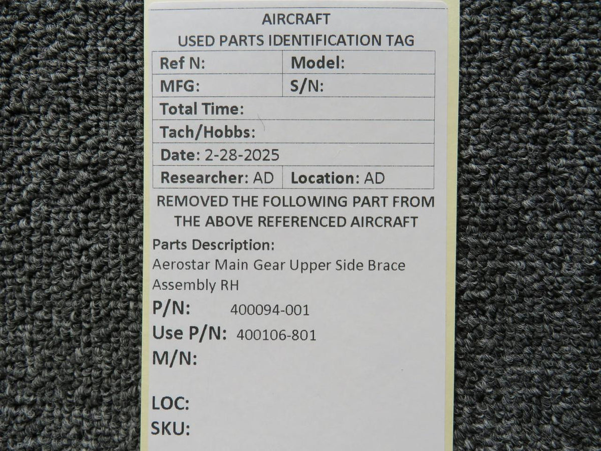 Aerostar 400094-001 (Use: 400106-801) Aerostar Main Gear Upper Side Brace Assembly RH