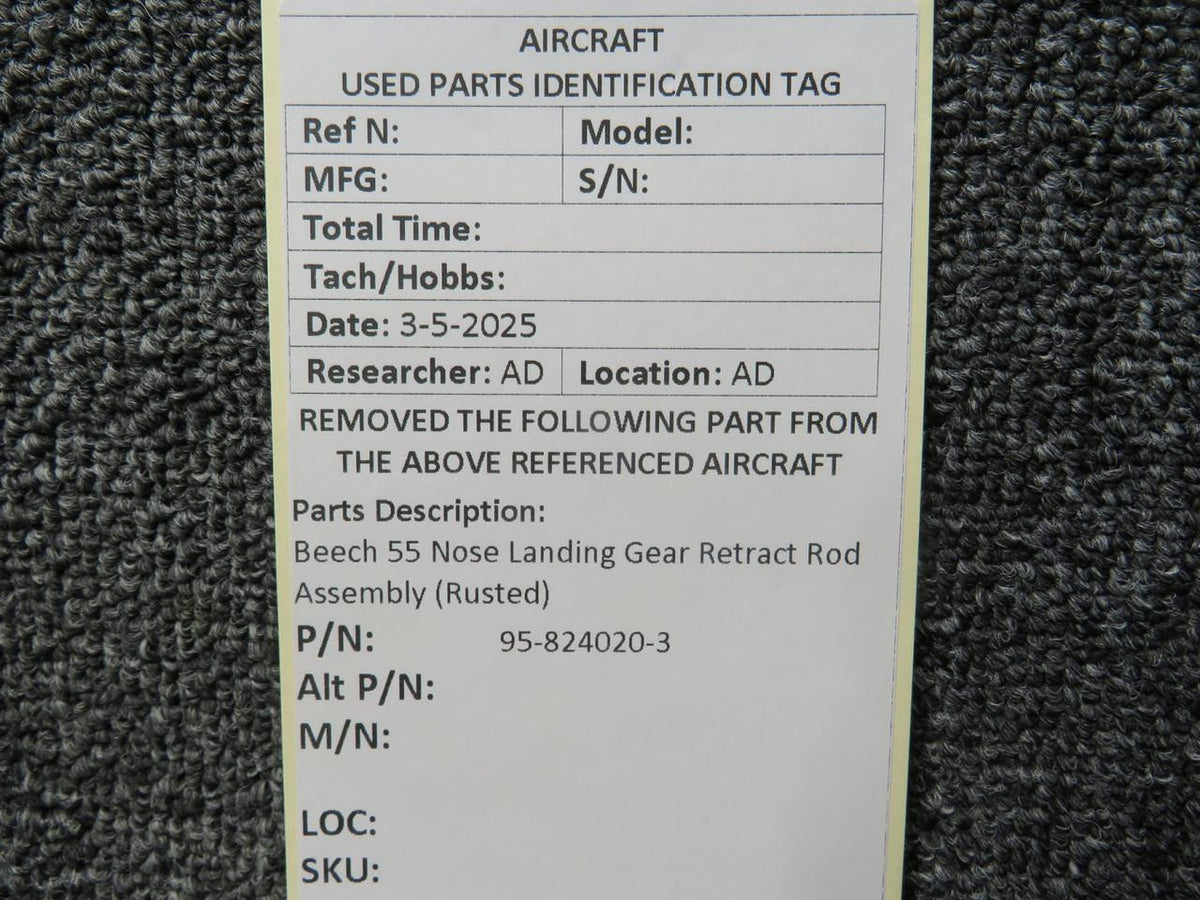 Beechcraft Parts 95-824020-3 Beech 55 Nose Landing Gear Retract Rod Assembly (Rusted)
