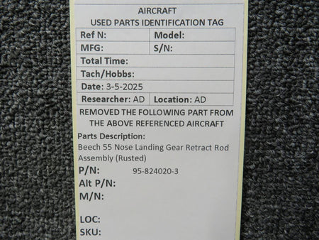 Beechcraft Parts 95-824020-3 Beech 55 Nose Landing Gear Retract Rod Assembly (Rusted)