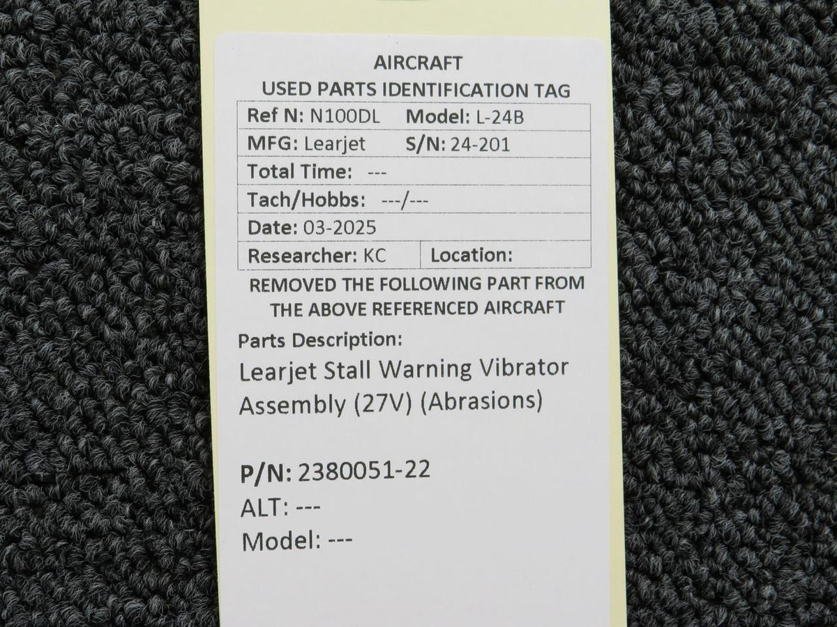 LearJet 2380051-22 Learjet Stall Warning Vibrator Assembly (27V) (Abrasions)