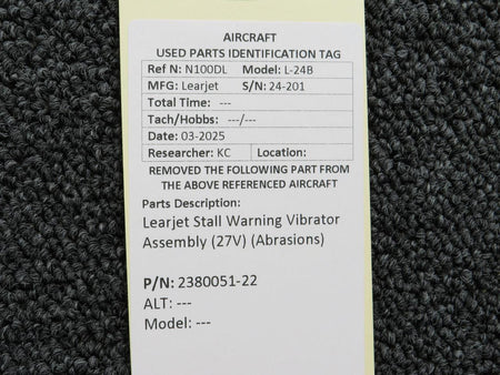 LearJet 2380051-22 Learjet Stall Warning Vibrator Assembly (27V) (Abrasions)