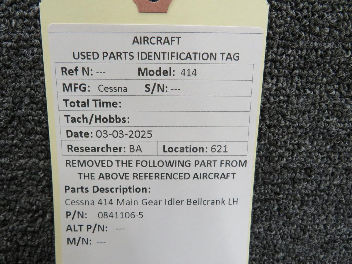 Cessna Aircraft Parts 0841106-5 Cessna 414 Main Gear Idler Bellcrank LH