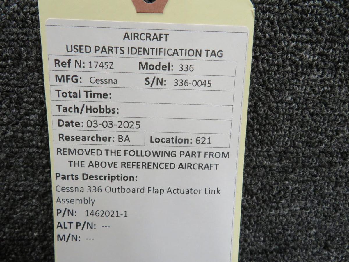 Cessna Aircraft Parts 1462021-1 Cessna 336 Outboard Flap Actuator Link Assembly