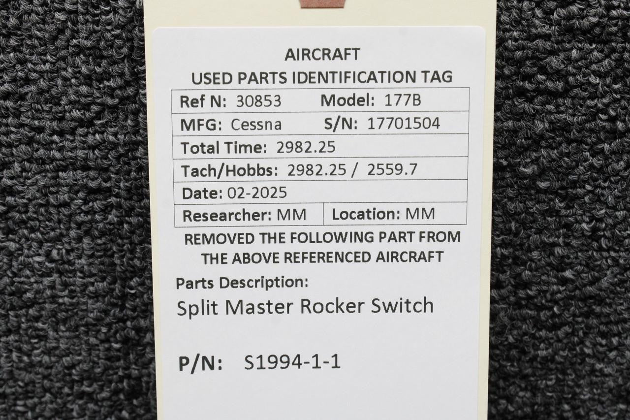 S1994-1-1 Cessna 177B Split Master Rocker Switch – BAS Part Sales