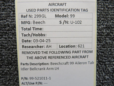 Beechcraft Parts 99-521011-1 Beechcraft 99 Aileron Tab Idler Bellcrank Arm LH