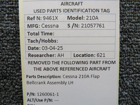 Cessna Aircraft Parts 1260061-1 Cessna 210A Flap Bellcrank Assembly LH