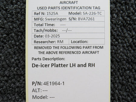 Swearingen 4E1964-1 Swearingen SA-226-TC De-icer Platter LH and RH