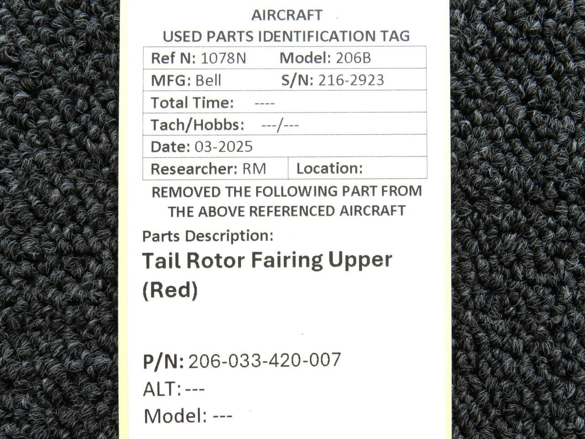 Bell 206-033-420-007 Bell 206B Tail Rotor Fairing Upper (Red)