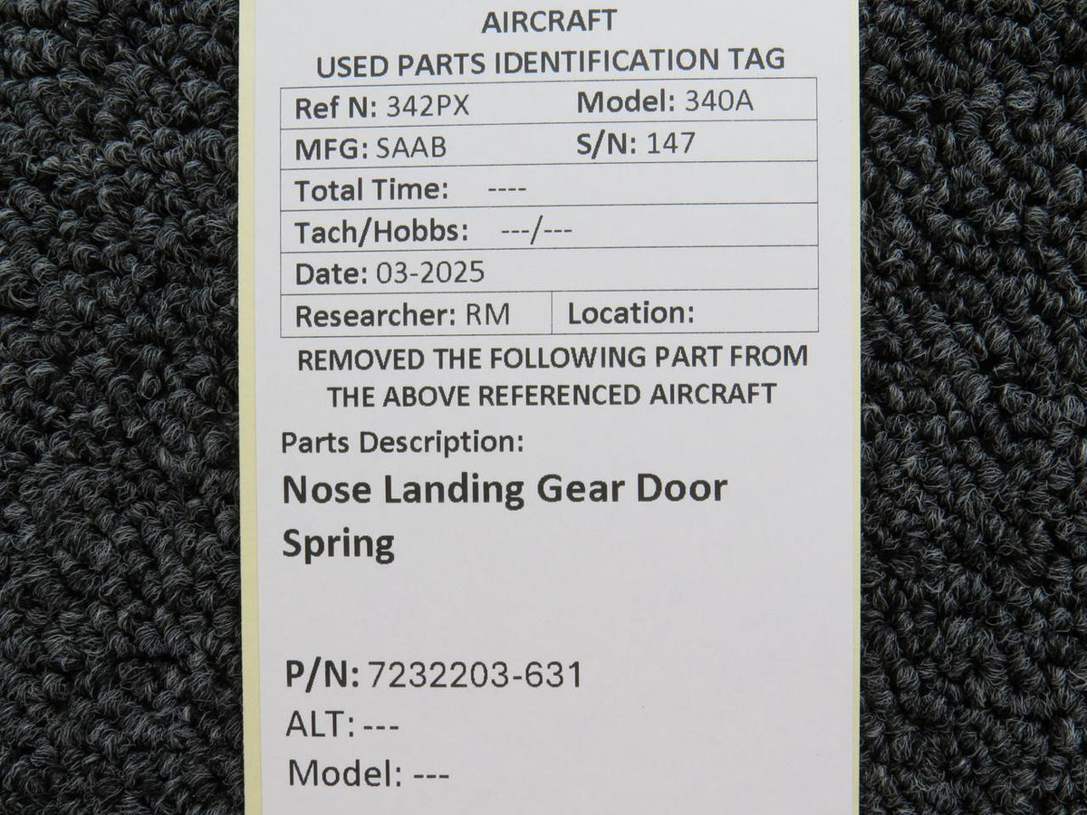 SAAB Aircraft Parts 7232203-631 SAAB 340A Nose Landing Gear Door Spring