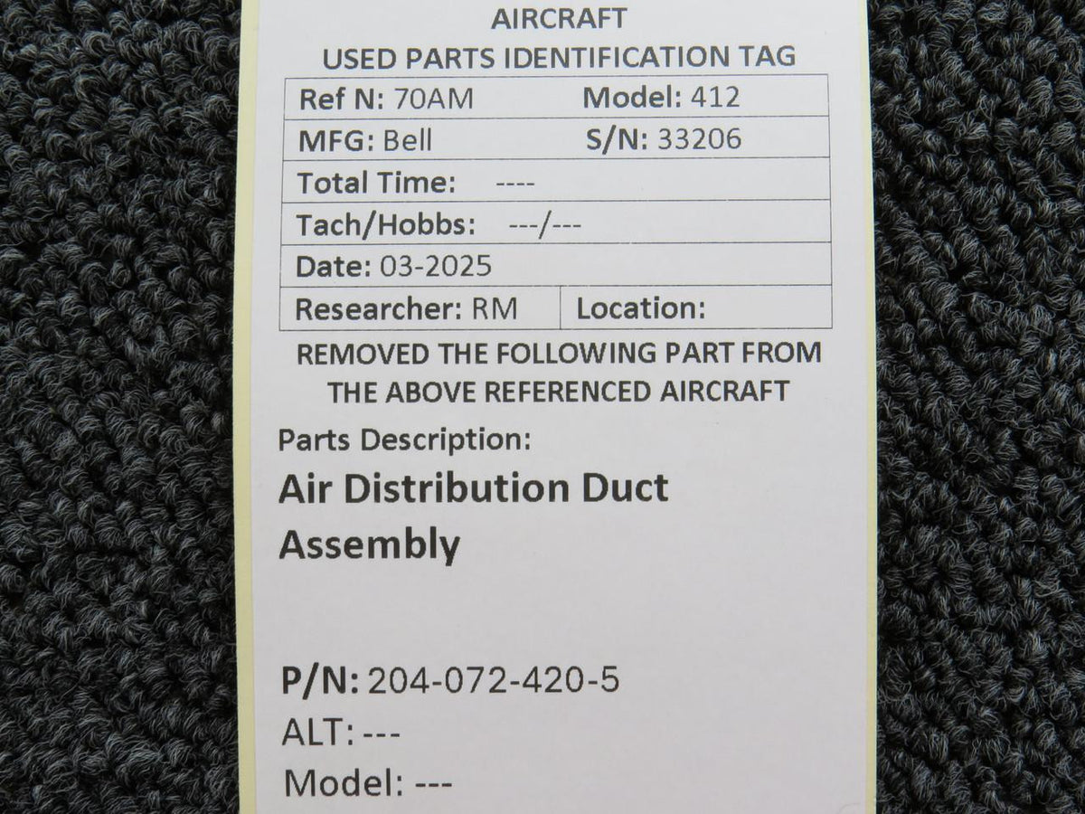 Bell 204-072-420-5 Bell 412 Air Distribution Duct Assembly