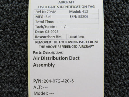 Bell 204-072-420-5 Bell 412 Air Distribution Duct Assembly