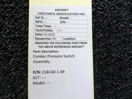 Condec 214C40-1-49 Condec Pressure Switch Assembly