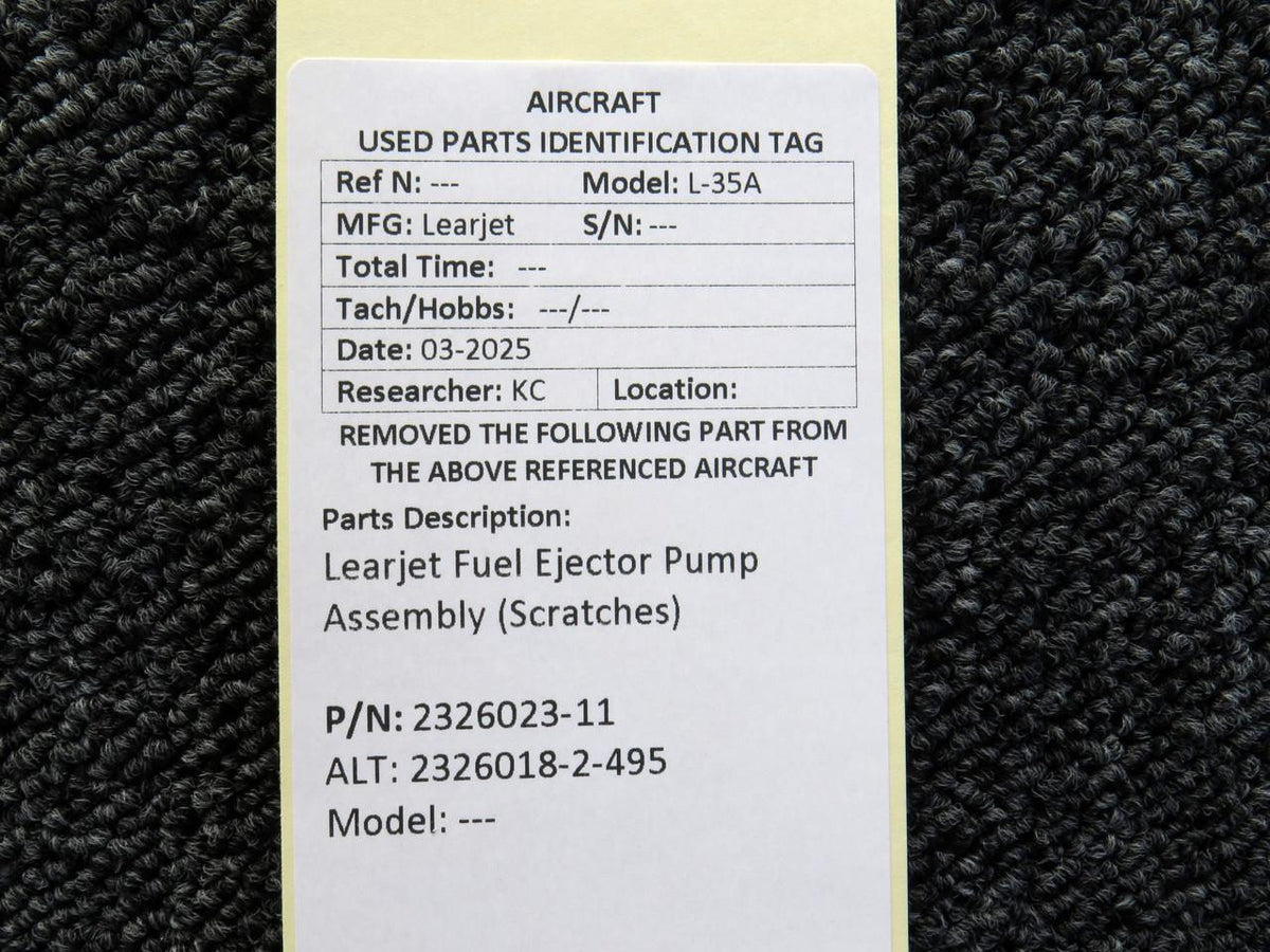 LearJet 2326023-11 (Cast: 2326018-2-495) Learjet Fuel Ejector Pump Assembly (Scratches)